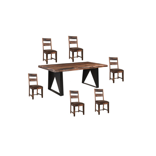 TaranDesigns Larae 7 Piece Solid Wood Top Double Pedestal Dining Set Wayfair